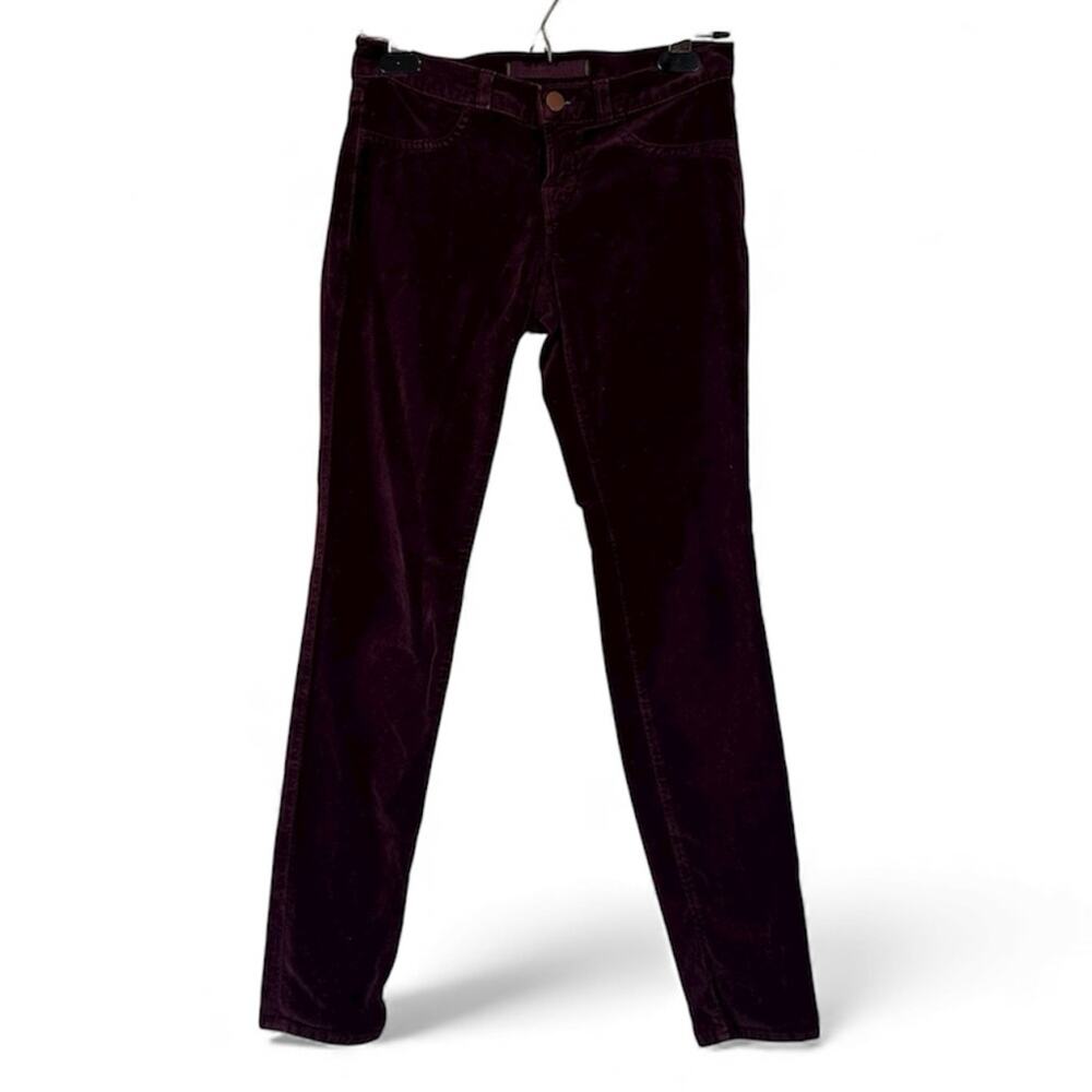 J Brand Wine Burgundy Velvet Skinny Pants Womens 24 Fall Preppy Classic Jeggings